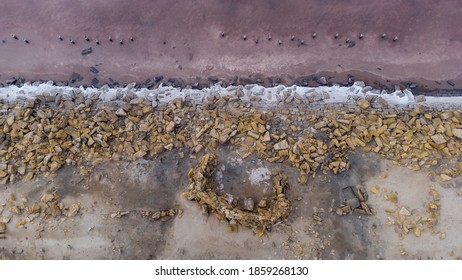 Kuyalnik Estuary Pink Salt Lake Dead Sea Drone View