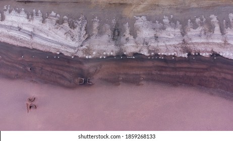 Kuyalnik Estuary Pink Salt Lake Dead Sea Drone View