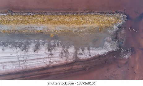 Kuyalnik Estuary Pink Salt Lake Dead Sea Drone View