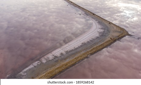 Kuyalnik Estuary Pink Salt Lake Dead Sea Drone View