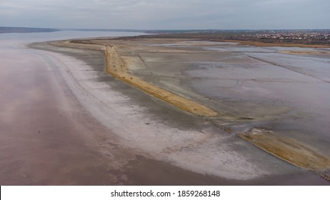 Kuyalnik Estuary Pink Salt Lake Dead Sea Drone View