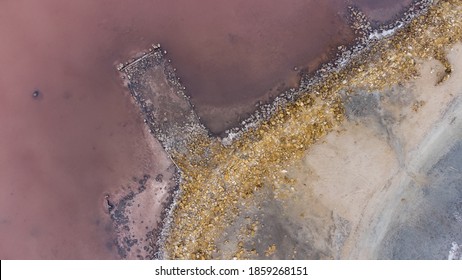 Kuyalnik Estuary Pink Salt Lake Dead Sea Drone View