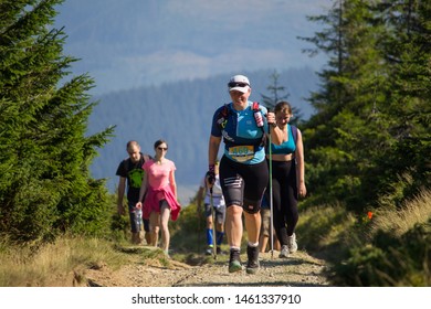 Kvasy, Rakhivskyi district / Ukraine - August 19, 2017: Ukrainian runners running trail marathon at mountains - Shutterstock ID 1461337910
