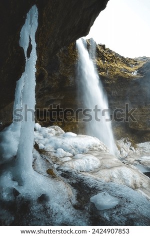 Kvernufoss waterfall in Iceland of other point of view