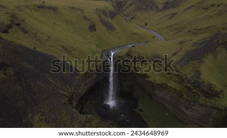 Kvernufoss waterfall is located in South Iceland, near the Skogar Cultural Heritage Museum, and cascades down 98 feet (30 meters) from cliffs made of lava rock.