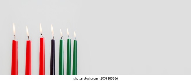 Kwanzaa banner with candles and copy space. 