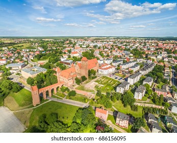 Kwidzyn aerial view. City landscape seen from the air with the castle and Cathedral of Sts. John.