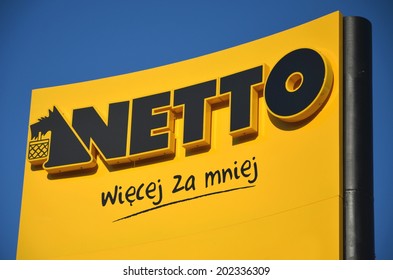 KWIDZYN, POLAND  JULY 2, 2014: Netto sign in Kwidzyn on July 2. Netto owned by Dansk Supermarked Group is a Danish discount supermarket operating in a few countries in Europe