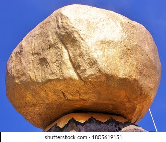 Kyaiktiyo Pagoda Or Golden Rock Pagoda, A Buddhist Pilgrimage Site In Myanmar