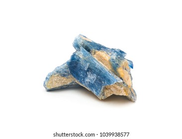 Kyanite blue silicate mineral isolated on white background