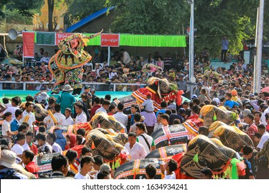 Kyaukse / Myanmar (Burma): Feb 4 2020  Man Made Elephants Festival.