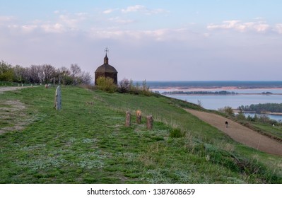 Kyiv region , Ukraine - April 21, 2019: Chapel in the village Vitachyv in the Kyiv region, Ukraine