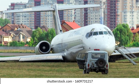 Kyiv, UKKK Airport / Ukraine - 2018.02.23: Bravo Airways Flight 4406 From Antalya, Turkey, Suffered A Runway Excursion After Landing On Runway 08 At Kiev's Igor Sikorsky International Airport, Ukraine