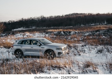 Kyiv, Ukraine - 01.23.2022: Volkswagen Touareg In Winter