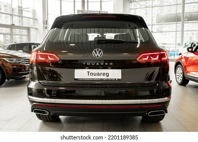 Kyiv, Ukraine - 08.26.2022: Volkswagen Touareg In A Car Dealership