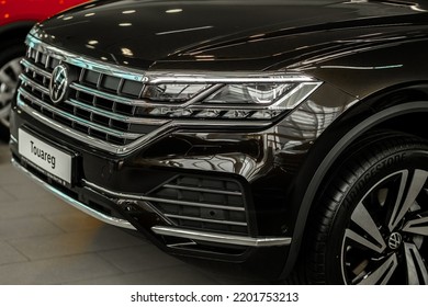 Kyiv, Ukraine - 08.26.2022: Volkswagen Touareg In A Car Dealership