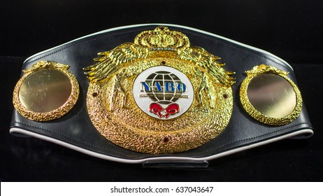 Kyiv, Ukraine - April 22, 2017: Boxing NABO Championship Belt. North American Boxing Organization. Champion. Exhibition-museum Of The Klitschko Brothers In Kiev, Klitschkoexpo.