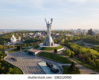 Kyiv, Ukraine - APRIL 29, 2018: The Motherland monument. Symbol of Kyiv (Kiev). The National Museum of the History of Ukraine in the Second World War. Kyiv skyline, cityscape.