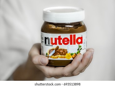 Kyiv, Ukraine - Aug 5th, 2017: Jar Of Nutella. Dessert.