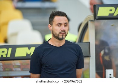 KYIV, UKRAINE - AUGUST 13, 2021: Coach Roberto De Zerbi. The Football Match Shakhtar Donetsk Vs Metallist-1925 Kharkiv