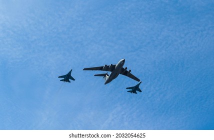 KYIV, UKRAINE - AUGUST 24, 2021: Ukrainian Military Aircraft At The Parade Of Troops During The Celebration Of The Independence Day Of Ukraine