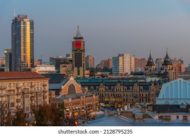 KYIV, UKRAINE, AUGUST 29, 2019: Aerial View Of Bessarabska Marketplace In Kyiv, Ukraine