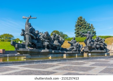 KYIV, UKRAINE, AUGUST 29, 2019: Sculpture Of Crossing Of The Dnieper Commemorates A Battle From The Second World War, Kiev, Ukraine