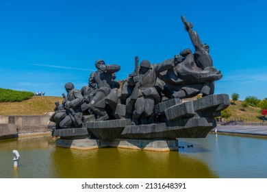 KYIV, UKRAINE, AUGUST 29, 2019: Sculpture Of Crossing Of The Dnieper Commemorates A Battle From The Second World War, Kiev, Ukraine