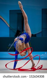 KYIV, UKRAINE - AUGUST 29: Ganna Rizatdinova Of Ukraine Performs During 32nd Rhythmic Gymnastics World Championship On August 29, 2013 In Kyiv, Ukraine