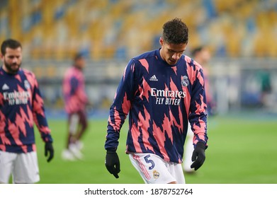 KYIV, UKRAINE - DECEMBER 1, 2020: Raphael Varane. The Football Match Of Group B Of UEFA Champions League FC Shakhtar Donetsk Vs Real Madrid FC 