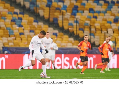 KYIV, UKRAINE - DECEMBER 1, 2020: Raphael Varane. The Football Match Of Group B Of UEFA Champions League FC Shakhtar Donetsk Vs Real Madrid FC 