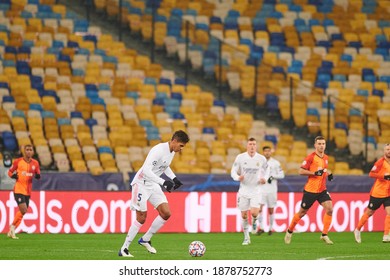 KYIV, UKRAINE - DECEMBER 1, 2020: Raphael Varane. The Football Match Of Group B Of UEFA Champions League FC Shakhtar Donetsk Vs Real Madrid FC 