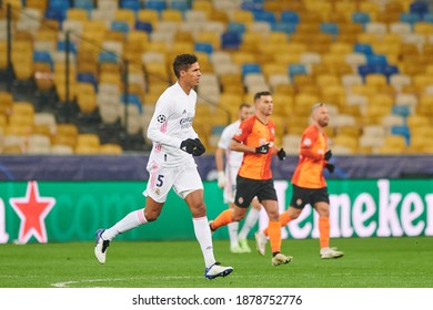 KYIV, UKRAINE - DECEMBER 1, 2020: Raphael Varane. The Football Match Of Group B Of UEFA Champions League FC Shakhtar Donetsk Vs Real Madrid FC 