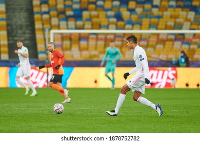 KYIV, UKRAINE - DECEMBER 1, 2020: Raphael Varane. The Football Match Of Group B Of UEFA Champions League FC Shakhtar Donetsk Vs Real Madrid FC 