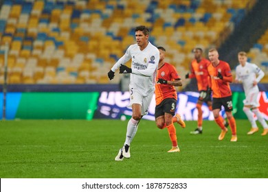 KYIV, UKRAINE - DECEMBER 1, 2020: Raphael Varane. The Football Match Of Group B Of UEFA Champions League FC Shakhtar Donetsk Vs Real Madrid FC 