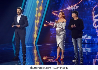 KYIV, UKRAINE - FEBRUARY 11, 2018: Jamala (Ð¡) - Member Of The Jury Of The National Selection Eurovision-2018 From Ukraine