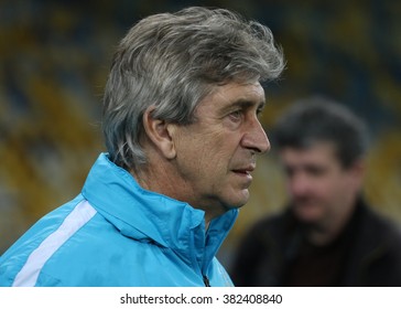 KYIV, UKRAINE - FEBRUARY 23, 2016: Manuel Pellegrini Goes To Training Session At NSC Olimpiyskyi Stadium Before UEFA Champions League Game Against FC Dynamo Kyiv