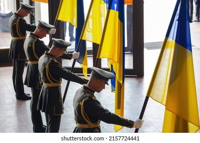 KYIV, UKRAINE Honor Guard At Funeral Farewell Ceremony With The First President Of Ukraine Leonid Kravchuk, MAY 17, 2022