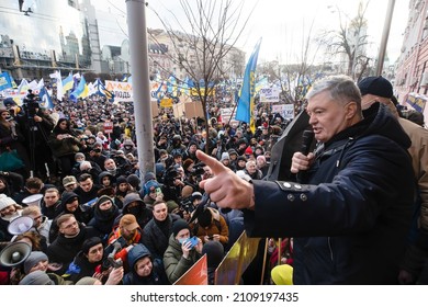 KYIV, UKRAINE - Jan. 19, 2022: The fifth president of Ukraine, Petro Poroshenko, after choosing a measure of restraint in the Pechersk court in a fabricated case of high treason