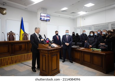 KYIV, UKRAINE - Jan. 28, 2022: Fifth president of Ukraine, Petro Poroshenko in the appellate court of the city of Kiev on a fabricated case of high treason.