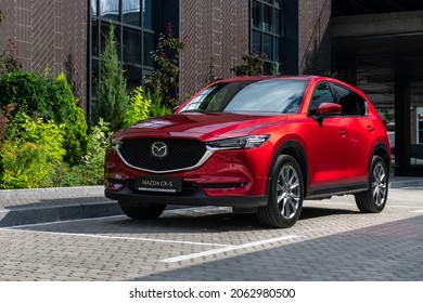Kyiv, Ukraine - July 3, 2021: Mazda CX-5 in business district