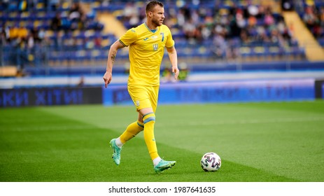 KYIV, UKRAINE - JUNE 07, 2021: Andriy Yarmolenko (7). The Football Match Ukraine Vs Cyprus 