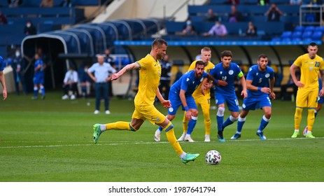 KYIV, UKRAINE - JUNE 07, 2021: Andriy Yarmolenko (7). The Football Match Ukraine Vs Cyprus 