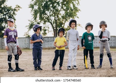 Kyiv, Ukraine - June 3, 2020: A Young Team Of Baseball Players Is Waiting For The Start Of The Baseball Game