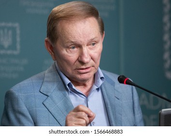 KYIV, UKRAINE - June06, 2019: Second President Of Ukraine Leonid Kuchma During News Conference In Presidental Office.