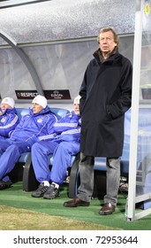 KYIV, UKRAINE - MARCH 10: FC Dynamo Kyiv's Manager Yuri Semin Looks On During UEFA Europa League Game Against FC Manchester City On March 10, 2011 In Kyiv, Ukraine