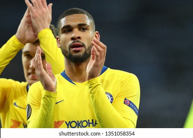 KYIV, UKRAINE - MARCH 14, 2019: Ruben Loftus­-Cheek Close-up Portrait. Applauds To Fans After Terrific Glorious Victory. Europa League. Dynamo Kyiv - Chelsea