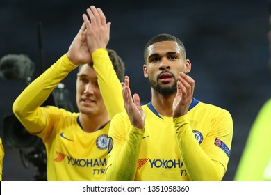 KYIV, UKRAINE - MARCH 14, 2019: Ruben Loftus­-Cheek Close-up Portrait. Applauds To Fans After Terrific Glorious Victory. Europa League. Dynamo Kyiv - Chelsea