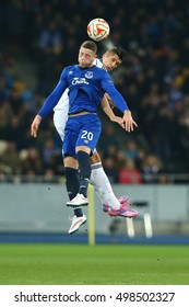 KYIV, UKRAINE - MARCH 19, 2015: Ross Barkley Header, UEFA Europa League Round Of 16 Second Leg Match Between Dynamo And Everton