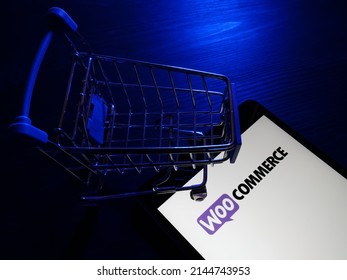 KYIV, UKRAINE - March 30, 2022. Tablet With WooCommerce ECommerce Platform Logo. Editorial.